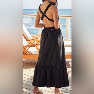 Black open back maxi